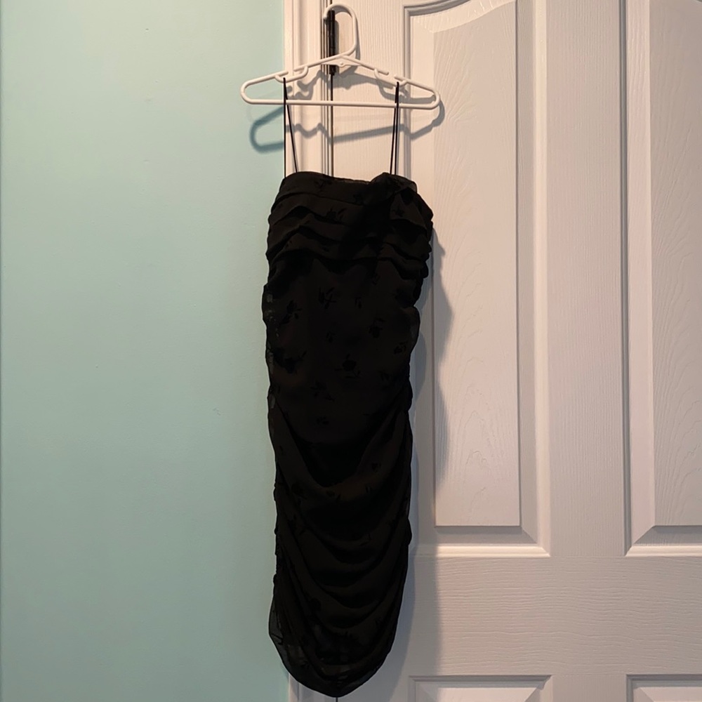 Skylar and Madison ruched black mini dress